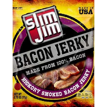 SLIM JIM Slim Jim Smoked Bacon Jerky 2.75 oz. Bags, PK8 2620017236